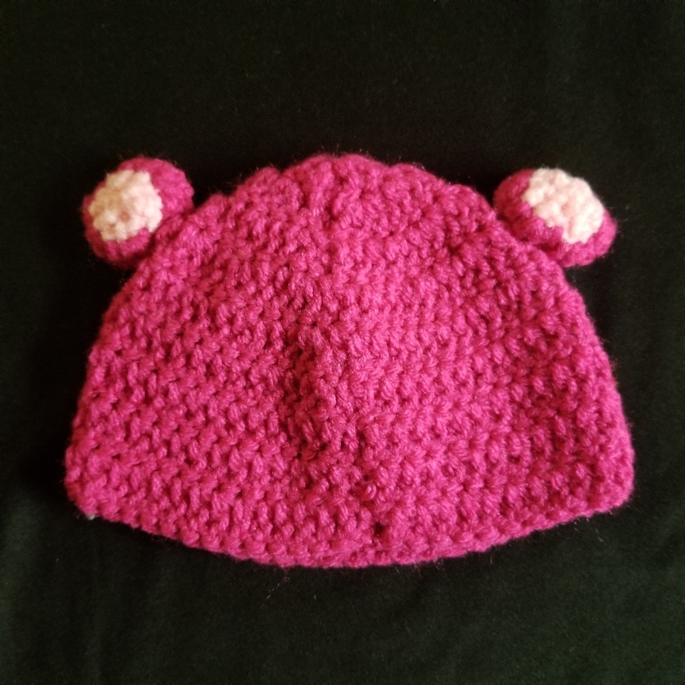 Infant bear ears crocheted beanie cap - Picture 1 of 2